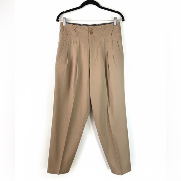 Vintage Pants - Vintage Forenza High Waisted Pleated Pants Criss Cross Waist Khaki Tapered 29"